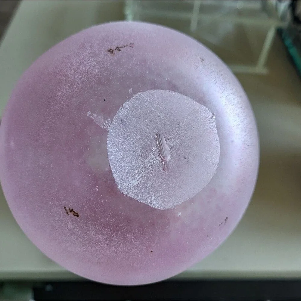 Vintage Frosted Pink Art Deco Style Glass Bottle with Frosted Stopper